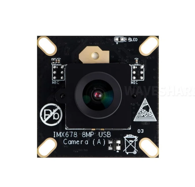 Chpboard Waveshare Imx678 8mp M12 Usb Camera Module, Imx678 Sensor Chip, Usb2.0 Port, Better Sensitivity in Low-light Condition
