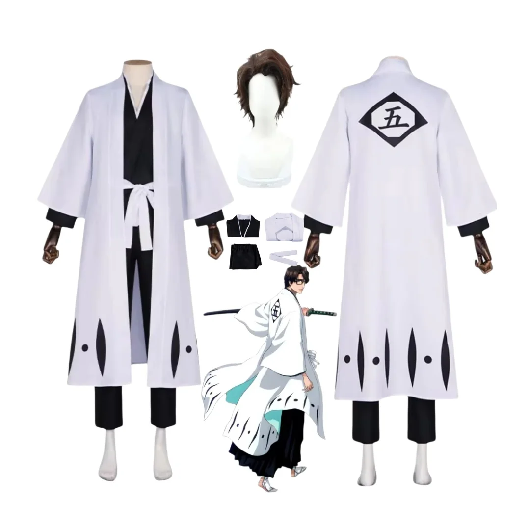 

Anime Bleach Aizen Sousuke Cosplay Costume Wig Thousand Year Blood War Gotei 13 Team 5 Captain Robe