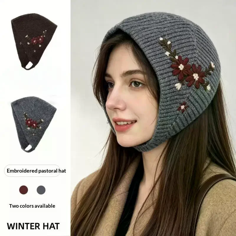 Women's Floral Embroidery Color Block Knitted Sweater Fall Winter Commuter Style Warm Cozy Office Wear Tops for Ladies