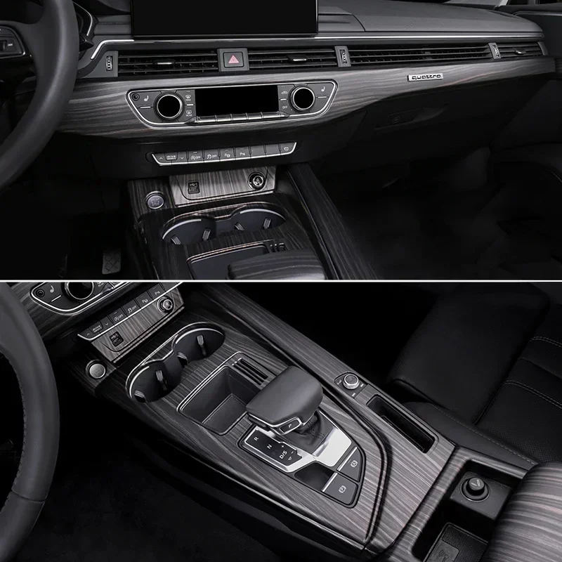 Modification Auto Central Control Gear Shift Frame Wood grain Decoration Sticker Interior for Audi A4 B9 A5 2019 2020 2021 2022