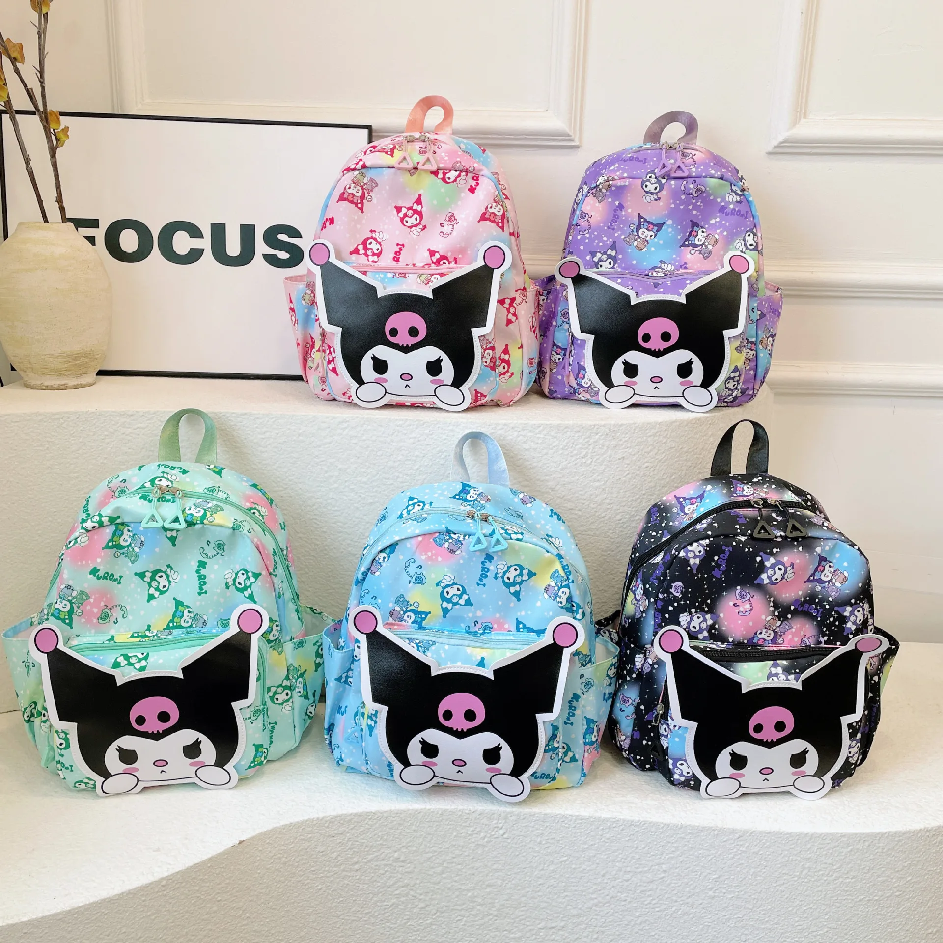 Cute Children Backpack Sanrio Kuromi School Bag Boys Girls Satchel Kawaii Knapsack Cartoon Travel Daypack Gifts 13 Inch