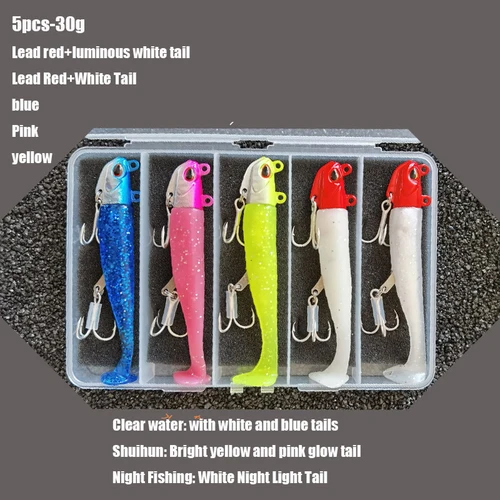 5 uds 15g-42g cebo Artificial Lumious/Glow caballa lubina pargo señuelo de pesca Wobblers Swimbait Jigging cebos blandos