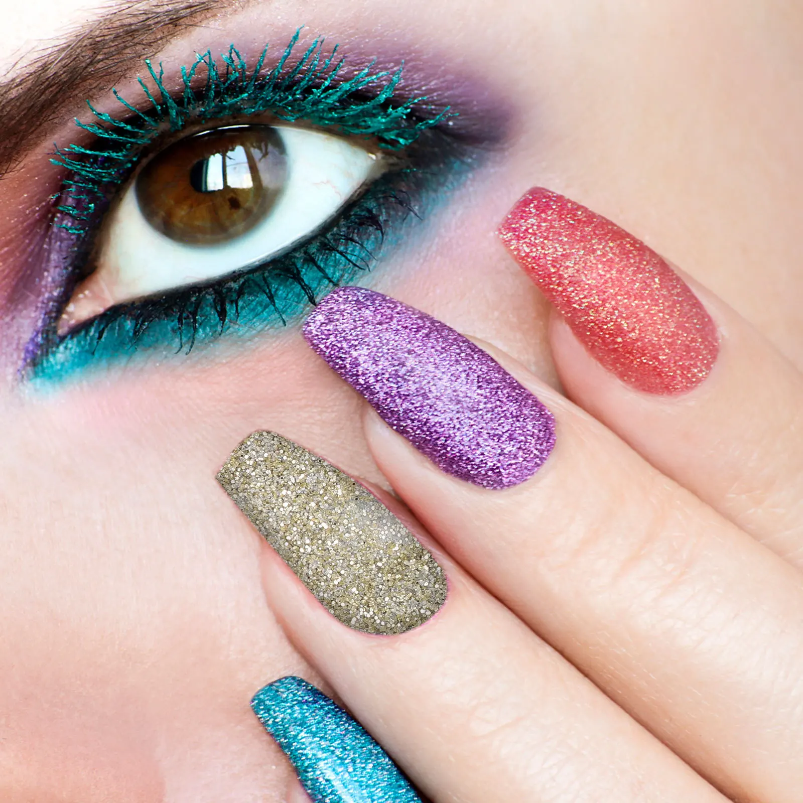 45 scatole di glitter per unghie, polvere colorata lucida per nail art, polvere per manicure fai da te, decorazione per salone, glitter per manicure