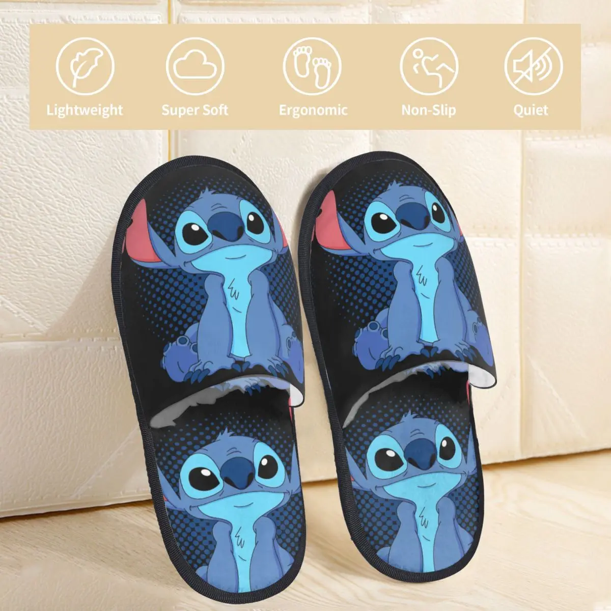 شباشب منزل ستيتش آند ليلو لغرفة النوم، رسوم متحركة على شكل حيوانات، شباشب لطيفة ومريحة من إسفنج الذاكرة مضادة للانزلاق #2