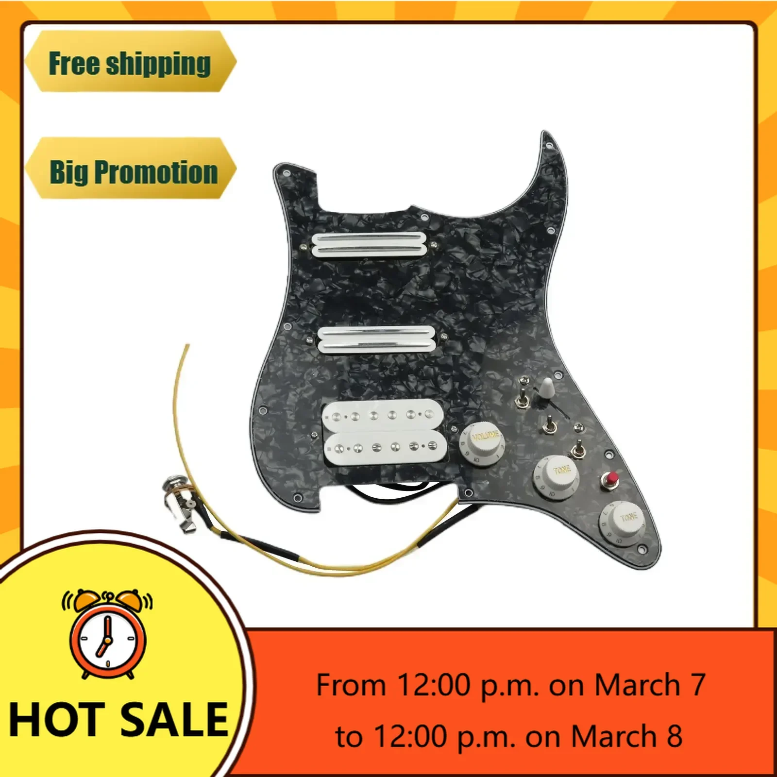 

Q-X- Music Store-Prewired loaded Pickguard Guitar Pickups Humbucker Pickups Alnico 5 HSS Wiring Harness Push-Pull Single Cut Set