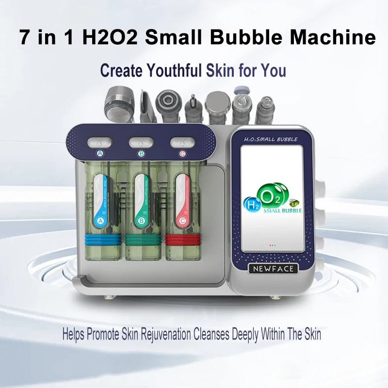 

Multifunctional 7 in 1 H2O2 Microbubble Beauty Device Aqua Facial Machine Deep Cleansing Oxygen Facial Skin Rejuvenation Device