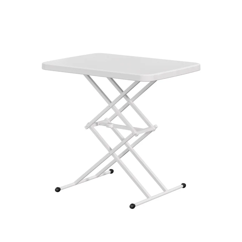 Portable Folding Computer Desk 4-Level Height Adjustable Compact Table with Plastic Steel Frame for Office Bedside Home