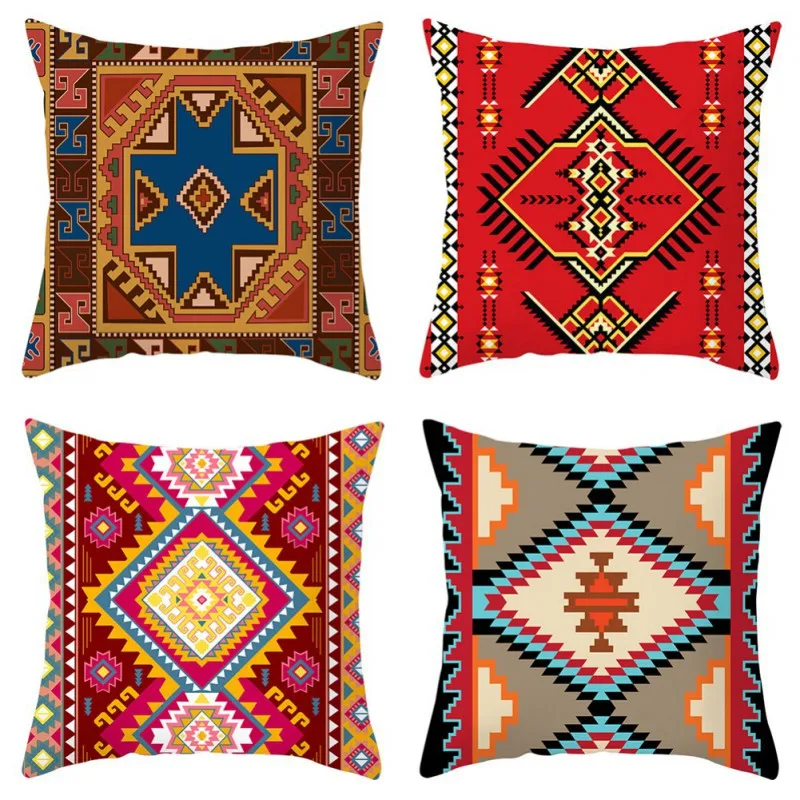 

1/4pcs Bohemian Throw Pillows Case Sofa Cushions Decorative Linen Comfortable Geometric Cushion Cover Home Pillowcase Multi-Styl