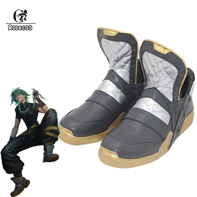 

ROLECOS Ezreal Cosplay Shoes Game LOL HEARTSTEEL Ezreal Flat Men Zipper Sports Shoes Party Halloween Christmas Party Shoes