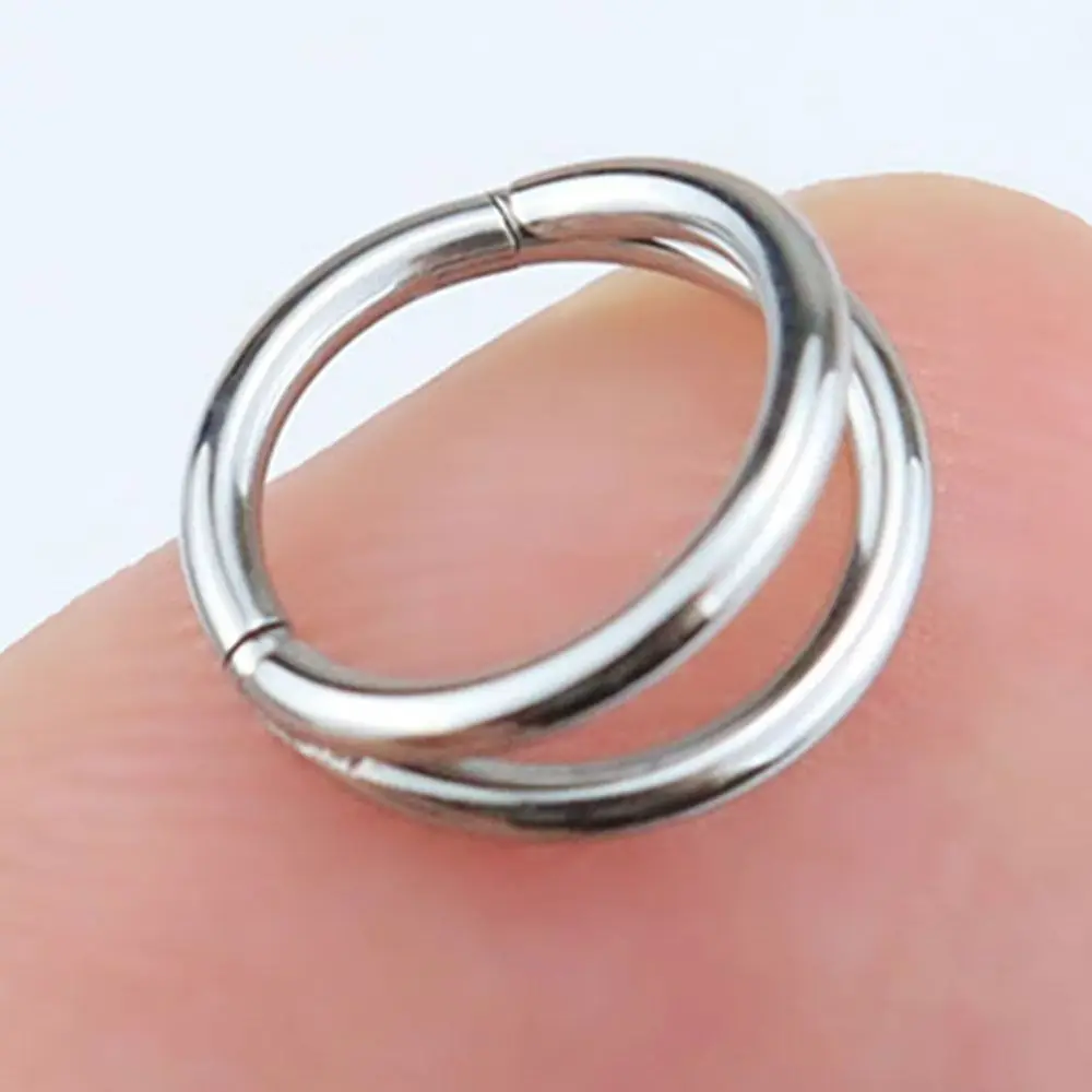 Kreative Edelstahl Doppel Schichten Nasenloch Piercing Galvanik Geometrische Helix Knorpel Nasenring Körper Schmuck Täglich