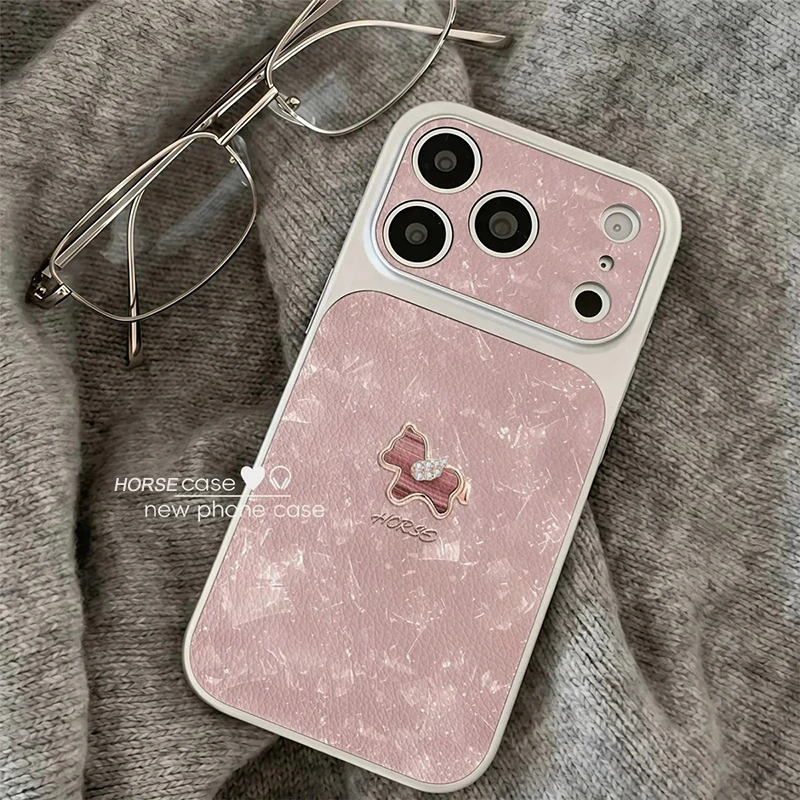 

For iPhone 17 Pro Case Pink Horse Year 2026 model Phone Case for iPhone 17 16 15 14 13 12 11 Pro Max Cover Ponny Matte Casing