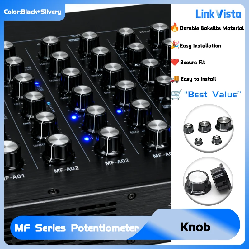 

Premium Bakelite Knobs for WTH118 & RV24YN20S Potentiometers - 6mm Bore, 1/3/5 Pcs Set - Models: MF-A01, A02, A03, A04, A05