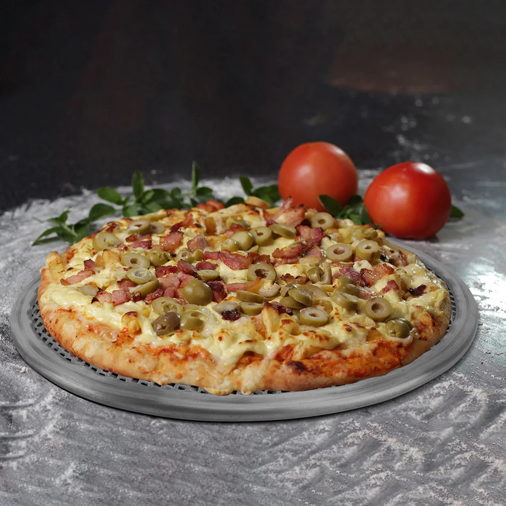

Aluminum Alloy Baking Pan Multi-Function Pizza Plate Household Kitchen Tray Perforated Design Easy Cleaning Long Life