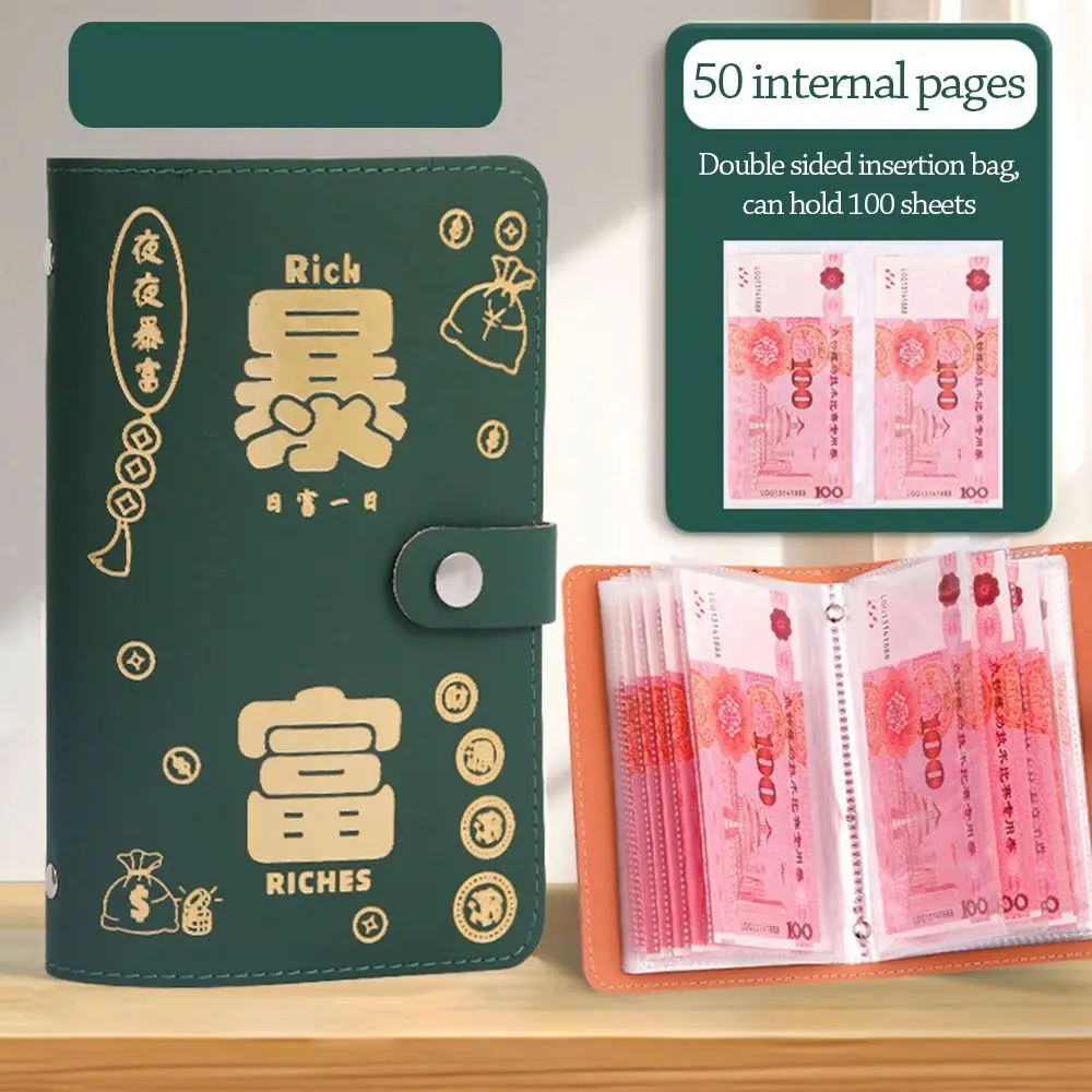 Save Money 100 Envelopes Money Saving Challeng PU Get Rich Overnight Mini Binder Savings Challenge Large Capacity Waterproof
