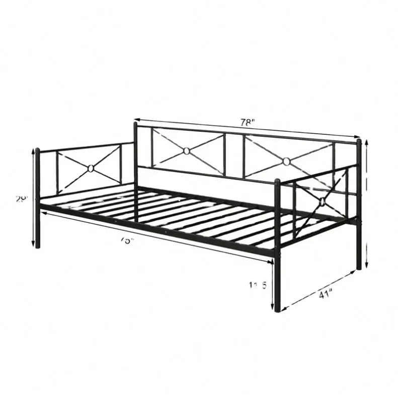 

High Quality Customize Twin Wrought Iron Sofa Frame Metal Day Bedpromote sales