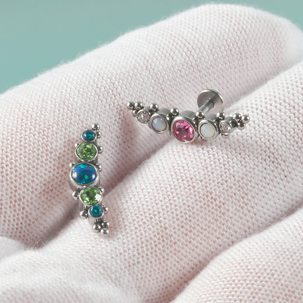 1PC Surgical Steel CZ Crystal Cluster Stud Earrings Ear Cartilage Tragus Helix Daith Labret Lip Ring Piercing Jewelry