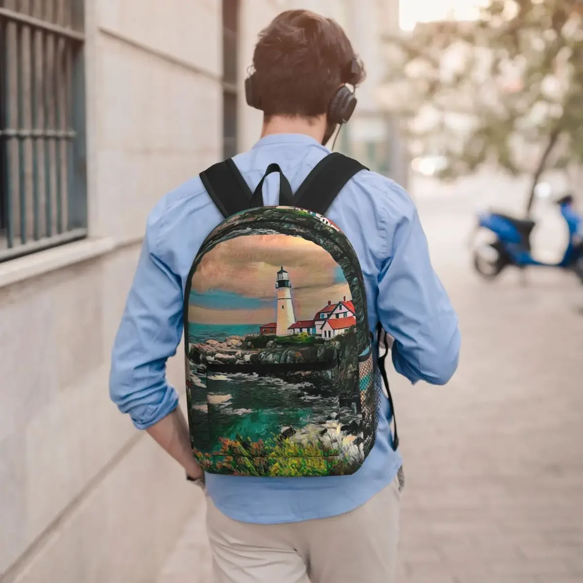 Lighthouse Garden Design Student Backpack School Bag Hiking Travel Daypack for Boys Girls Bookbag Shoulder Bags