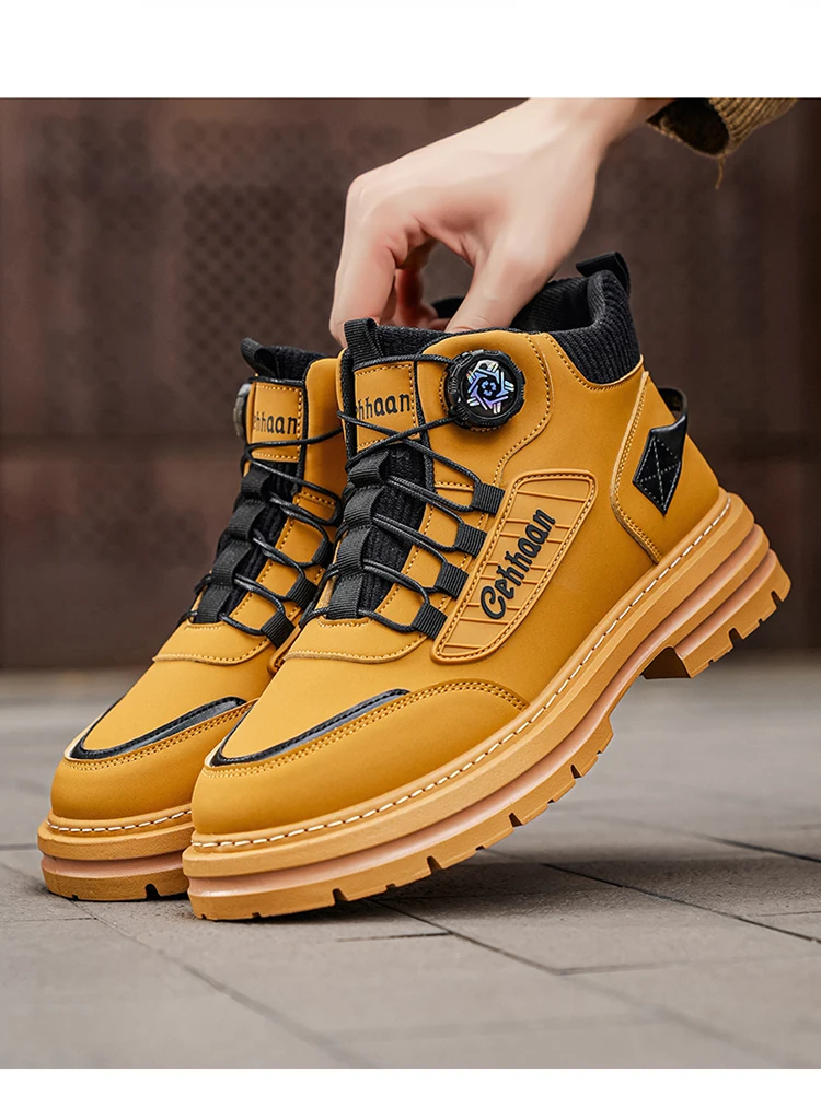 Herren-High-Top-Stiefel, Stofffutter für hohen Komfort, geeignet für Outdoor-Sportarten und den täglichen Gebrauch. – Detail 4