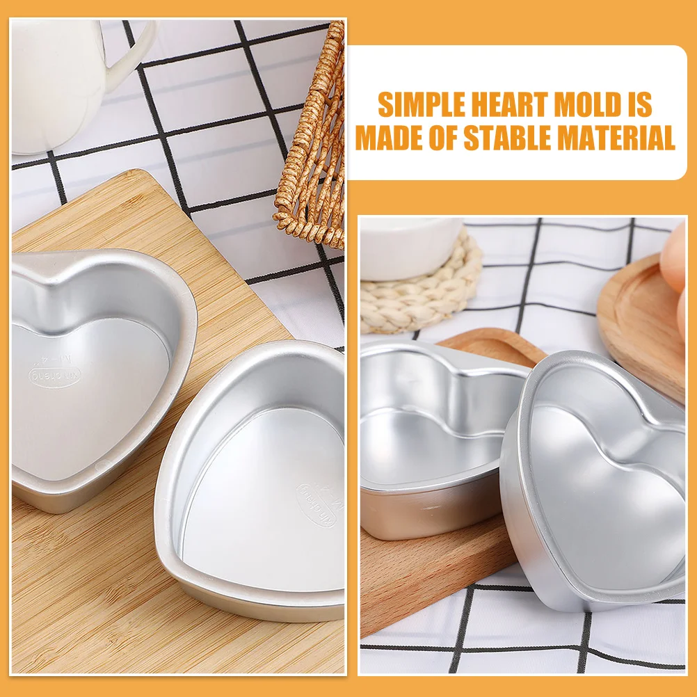 

2 Pcs Heart Shaped Cake Pans Aluminum Alloy 3 Inch 5 Inch Molds Easy Demould Baking Tools Oven Proof Reusable Non Stick