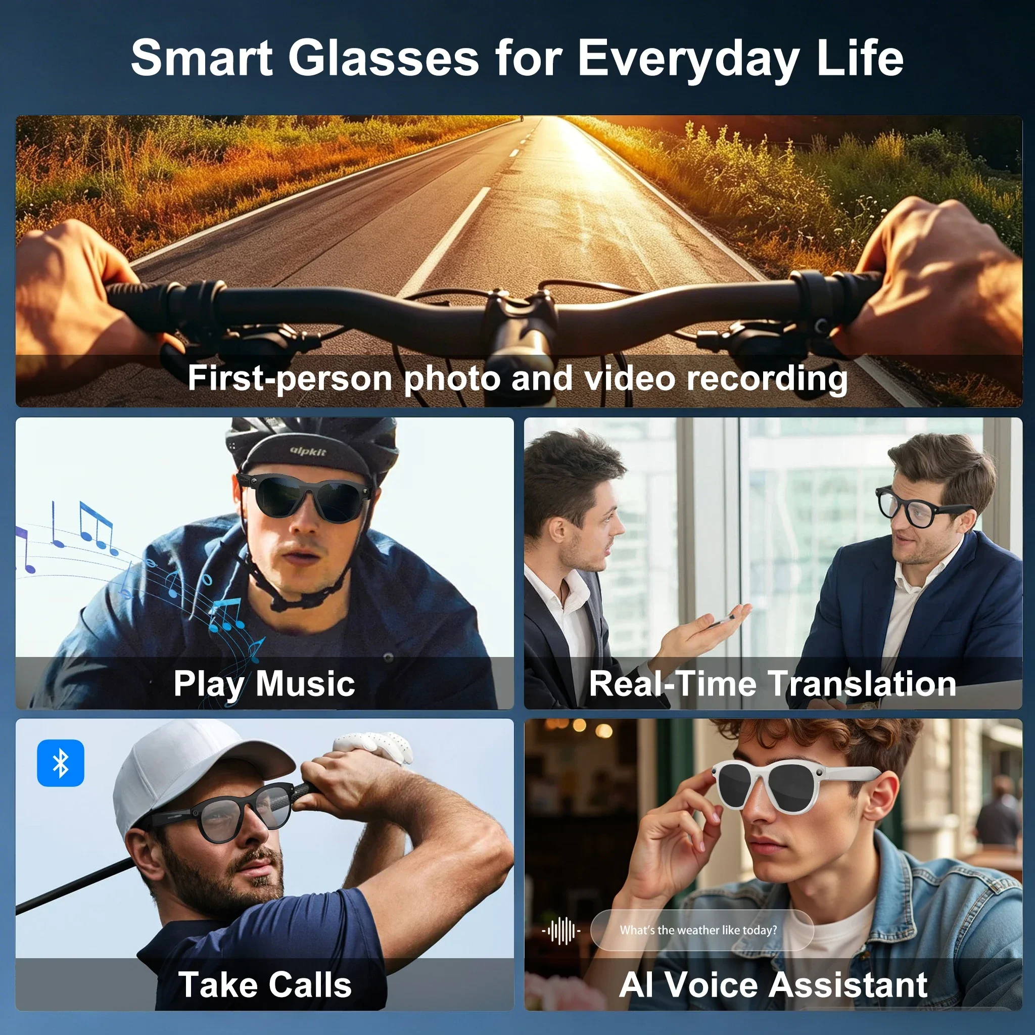 Okulary Lenovo 8K HD Smart Glasses z kamerą 1600W pikseli, robienie zdjęć, tłumaczenie AI, nagrywanie rozmów, muzyka, okulary inteligentne, nowość 2026 — zdjęcie produktu 6