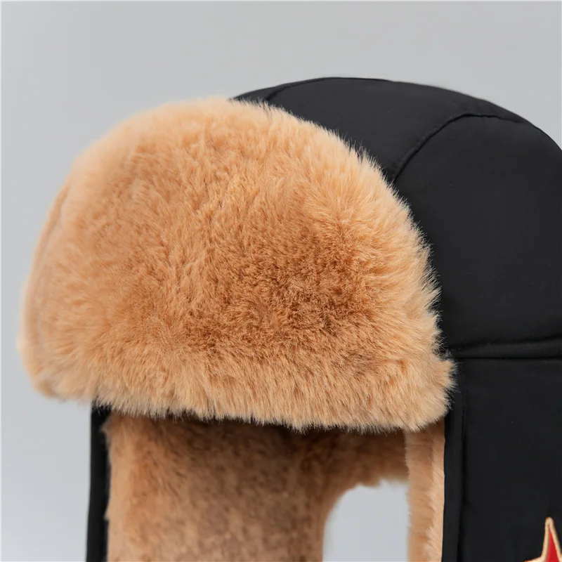 Winter Thickened Five-Pointed Star Lei Feng Hat  Outdoor Cycling Windproof and Cold-Resistant Fleece-Lined Ear Protection Hat