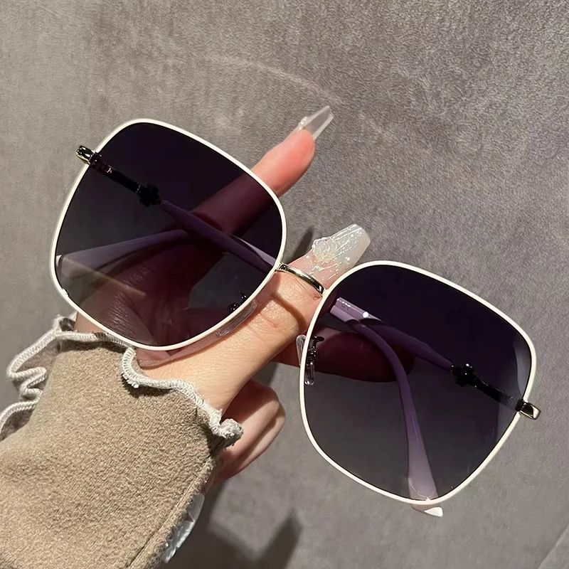 New Square Large Frame Slimming Plain Polarized Sunglasses for Women All-match Sun Protection Glasses High-end Sunglasses