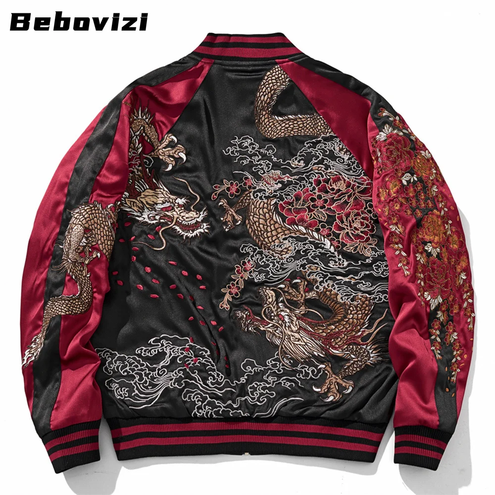 High Quality YOKOSUKA Chinese Style Dragon Embroidered Jacket Japanese Men Women Couple Boy Baseball Streetwear Harajuku Tops