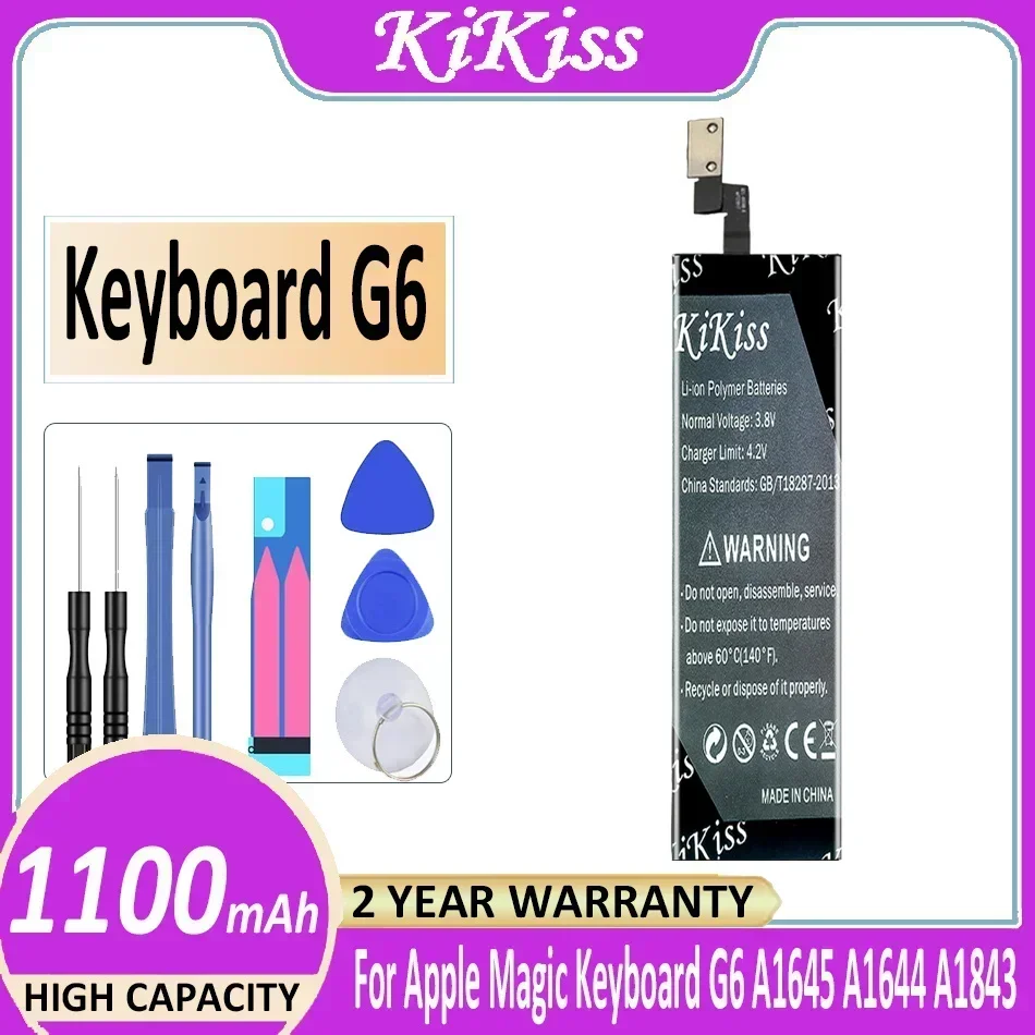 Wireless Keyboard 1100mAh Wireless Keyboard Battery for Apple Magic Keyboard A1645 A1644 A1843, G6, High Performance Replacement