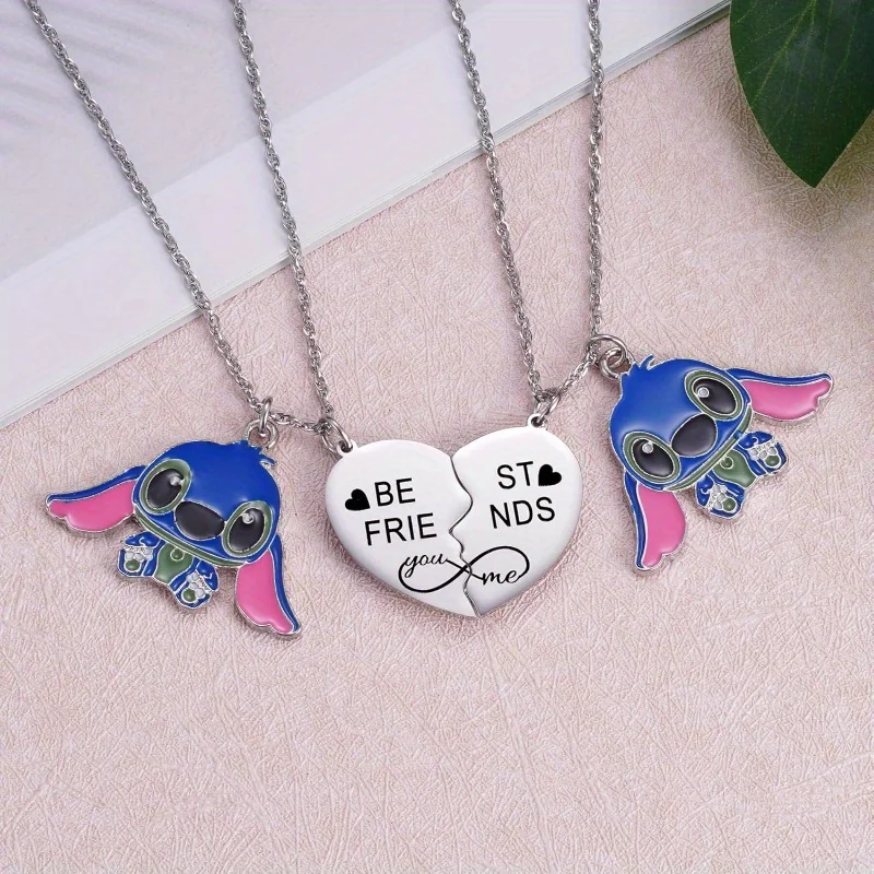 

Best Friend Stitch Necklace Friendship Matching Heart Necklace for 2 Lilo and Stitch Stuff Jewelry for Friends BFF Bestie