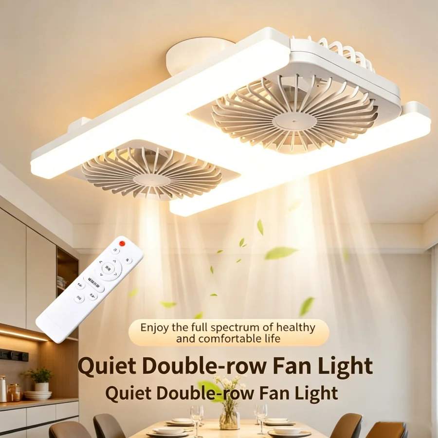 New led Double Fans Light Smart LED Ceiling Fans with Dimmable Light AC85-260V Modern led Fan Lamps 60W led Ceiling Fan Lighting