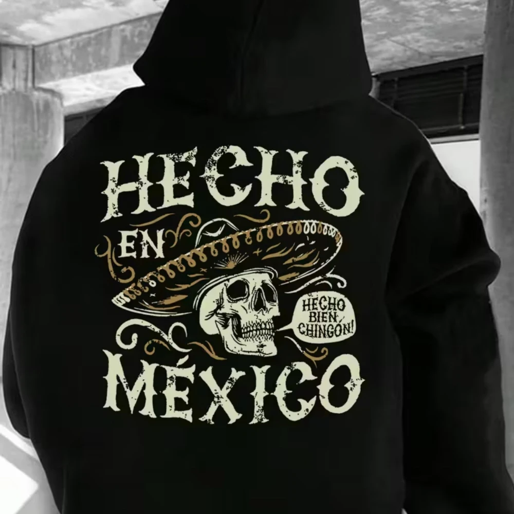 

CLOOCL A Skull Wearing A Wide Brimmed Hat Printed Hoodie Autumn/Winter Fashion Mens Clothing