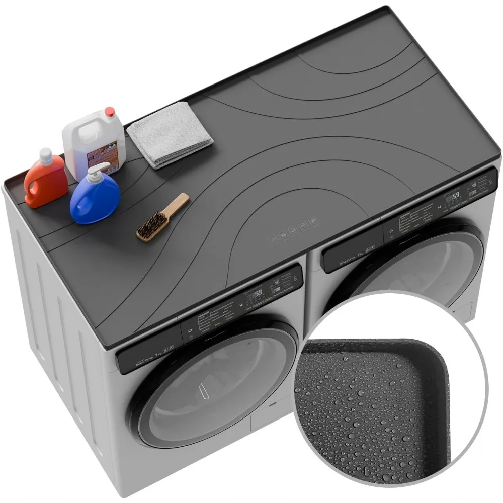 

53.5"x26.8" Non-slip Silicone Washer Dryer Top Protector Mat - Waterproof, Spill-proof Cover for Laundry & Kitchen