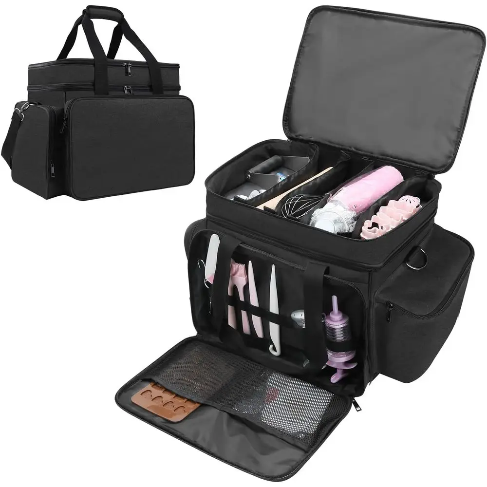 

Набор для украшения тортов: сумка для хранения, скалка, коврик и формочки для выпечки, черный