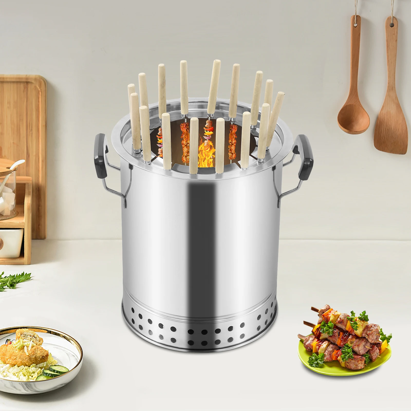 

Easy-Clean Detachable Charcoal Grill Ash Catching&Oil Drip Trays Heat-Resistant Handles Ideal For Camping/Picnics/Parties