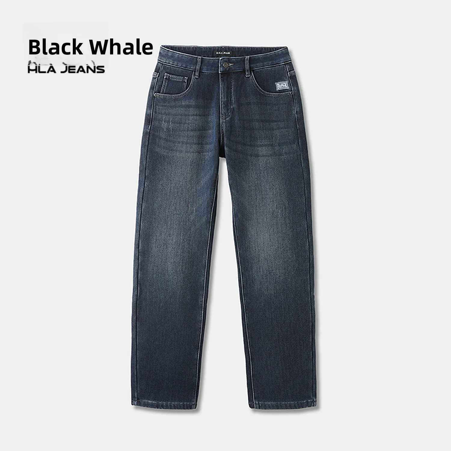 Fashionable Fleece Lined Straight Leg Jeans Men's Retro Washed Blue Denim Casual Straight Footwear Standard Fit Winter New Ar...