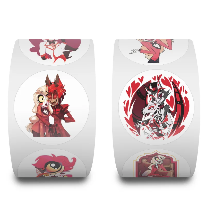 500PCS Alastor Charlie Morningstar Lucifer Anime Peripheral Stickers Tape Roll Notebook DIY Decoration Computer Cup Stickers