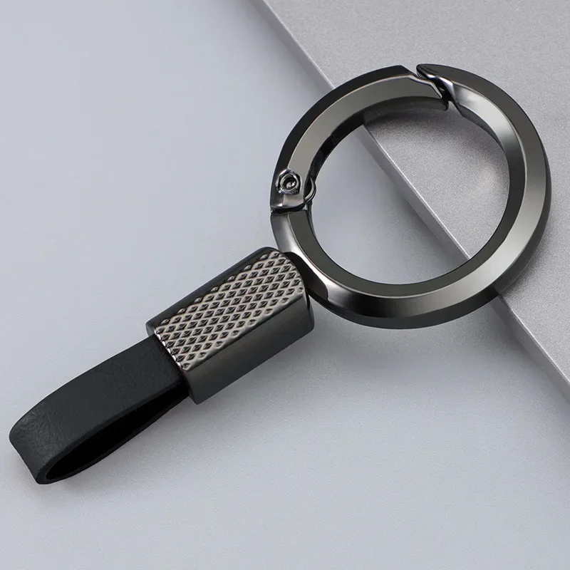 LLavero de cuero PU corto de Metal con logotipo personalizado, grabado láser, nombre, número, colgante de llavero de coche, llaveros Vintage personalizados, regalo