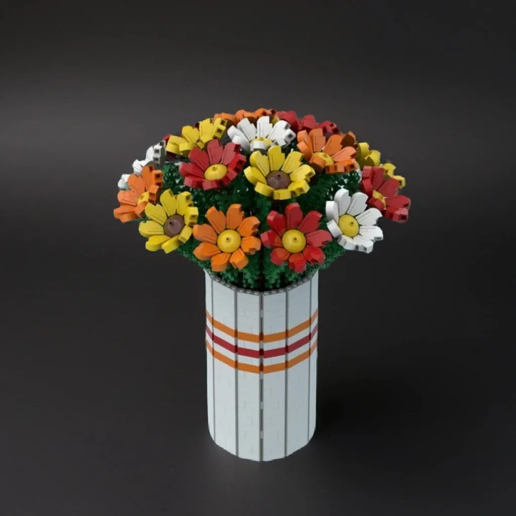 

1963Pcs Bouquet of Colorful Flowers MOC with Mixed Blooms, Detailed Petals & Green Leaves Education Building Blocks Gift