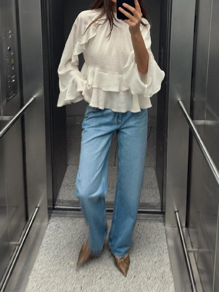 

New European and American style women's clothing, all-match solid color loose layered decorative shirt long-sleeved top