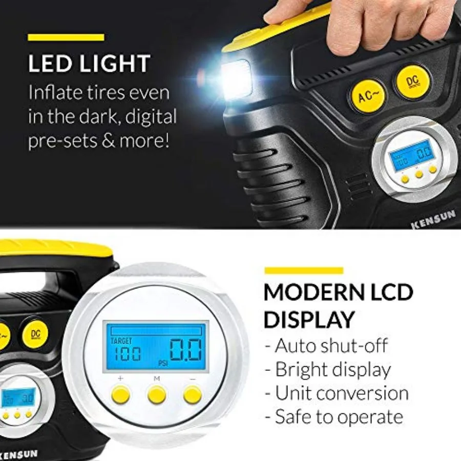 AC DC Tire Inflator Pump for Car 12V DC and Home 110V AC Swift Performance 2.0 Portable Air Compressor Pump for Car and Home Ap