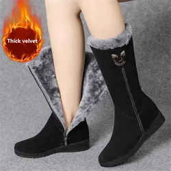 Winter Women Shoes Ladies Mid Calf Boots High Tube Classic Thick Fleece Models Snow Boots Suede Plush Woman Boots 35-40