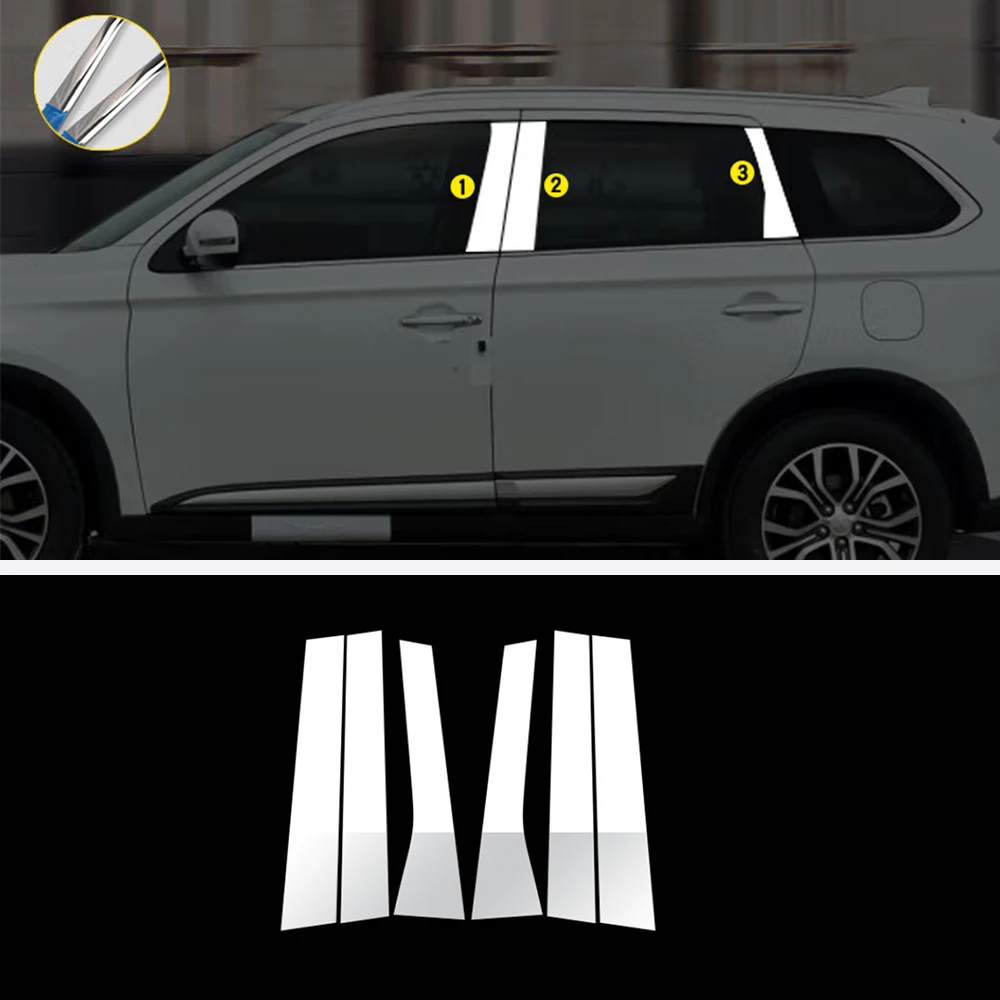 

for Mitsubishi Outlander 2013 - 2020 Stainless Steel Door Window Chrome Pillar Posts Cover Trim Car Accessories 6 PCS