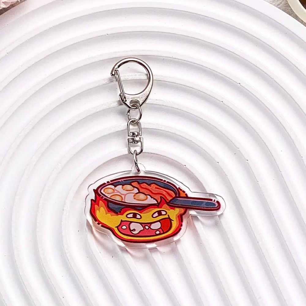 شخصيات أنيمي يعوي تتحرك القلعة سلسلة مفاتيح مصنوعة من الأكريليك اكسسوارات حقيبة سحر الإبداعية على ظهره قلادة كيرينغ هدايا للأصدقاء #6