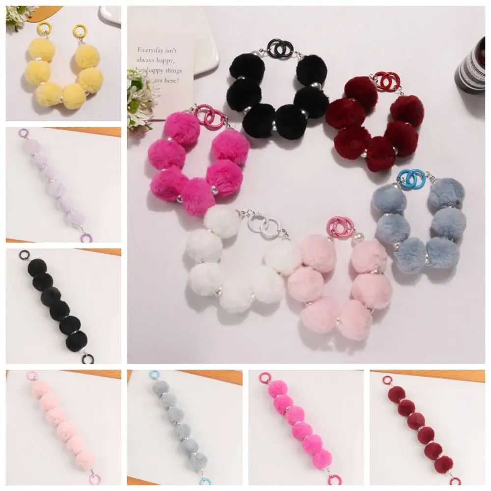 Anti Lose Sling Plush Hairball Mobile Phone Chain Colorful Plush Hairball Hairball Phone Chain Winte Candy Color