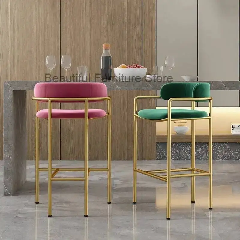 

Home Chair Fashion Nordic Leisure NEW Bar Dining Chairs Modern Design Creative Backrest Gold/black High Feet Library Furniture