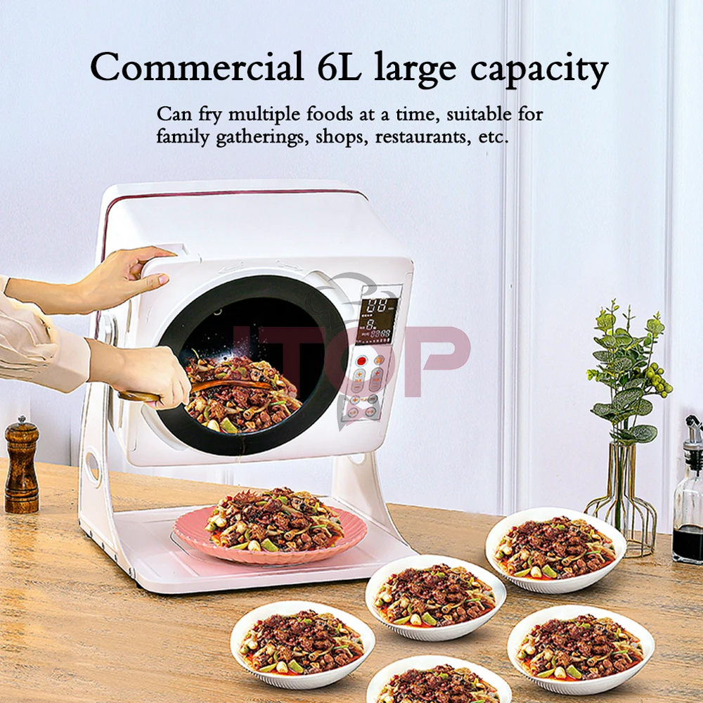 ITOP Automatic Cooking Machine 6L 2500W Commercial/ Household Cooking Robot Non-stick Wok Deep Pot Automatic Stir Fry 220-240V