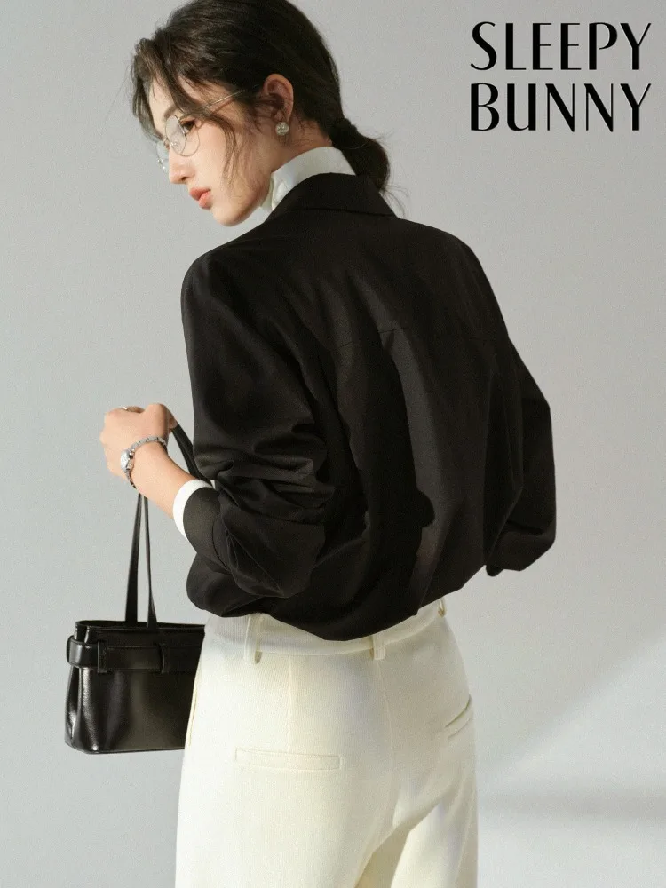 

Women Elegant Vintage Long Sleeve Shirt Loose Fit Lapel Blouse Spring Office Commuter Layering Top Lady Chic Casual Fashion