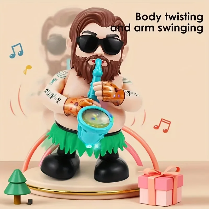 Cool Uncle Blows Saxophone Electric Toy, Swinging Walking Toy, Colorful Sound and Light, Perfect Gift for Baby ﻿