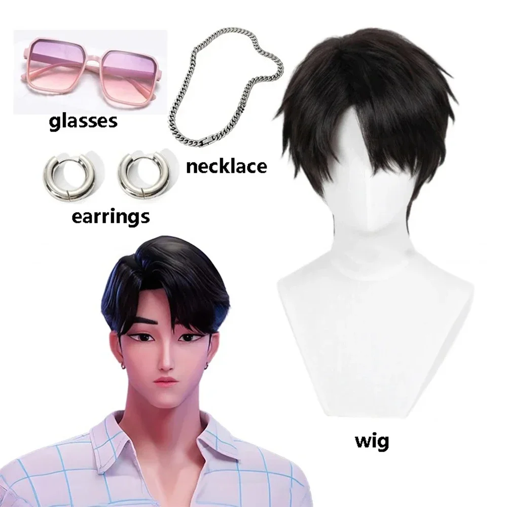 

Alien Stage Anime Ivan Cosplay Black Sorrow Cosplay Black Wig Short Black Color Cos Wigs Heat Resistant Hair Wigs