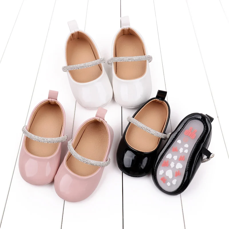 

2025 New Fashion Spring Baby Princess Shoes Infant Girls 0-18M Toddler Party Shiny Mary Jane Style High Quality PU TPR BBW3179